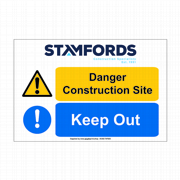 Danger Construction Site Sign With Logo
