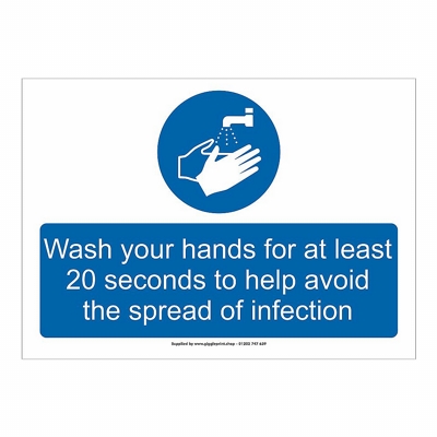 Wash Hands For 20 Minutes Printed Sign